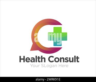 salute consultare disegni logo per il servizio medico online Illustrazione Vettoriale