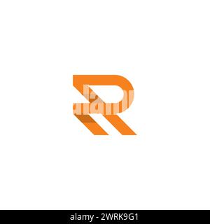 Logo R con combinazione di colori arancioni. Icona lettera R. Illustrazione Vettoriale