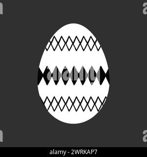 Uovo di Pasqua decorativo geometrico bianco e nero Illustrazione Vettoriale