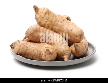 Fresco Gastrodia elata blume su sfondo bianco Foto Stock