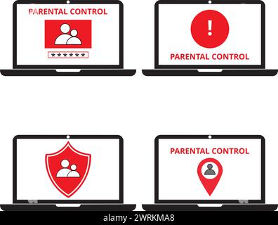 Banner del controllo genitori sugli schermi dello smartphone su sfondo bianco Illustrazione Vettoriale