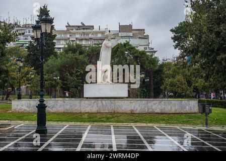 Statua di Eleftherios Venizelos in Piazza Archaias Agoras nella città di Salonicco, Grecia Foto Stock