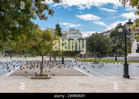 Vista su Archaias Agoras - Piazza dell'antica Agorà nella città di Salonicco, Grecia Foto Stock