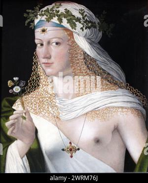 Flora (c. 1520), tempera e olio su pioppo, 43,6 x 34,6 cm., Städelsches Kunstinstitut und Städtische Galerie, Francoforte Bartolomeo Veneto Foto Stock