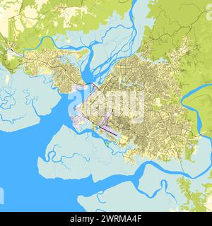 Mappa della città di Douala, Camerun Illustrazione Vettoriale