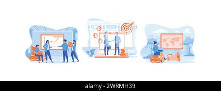 Servizio di marketing professionale, attività pubblicitarie, concetto di gestione del marketing di affiliazione, concetto di gestione del marketing di affiliazione. Marketi commerciali Illustrazione Vettoriale