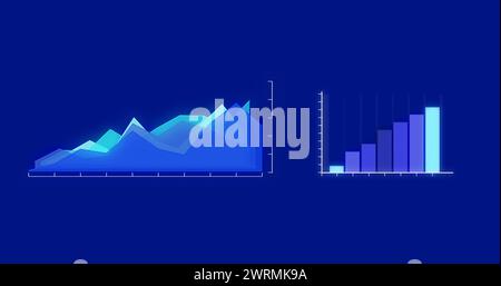 Immagine dell'interfaccia digitale e dell'elaborazione dei dati su sfondo scuro Foto Stock
