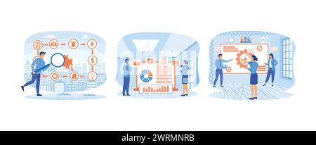 Trasformazione digitale. Campagne e-mail. Trasformazione digitale con le persone. Digital Transformation Imposta un vettore piatto illustrazione moderna Illustrazione Vettoriale