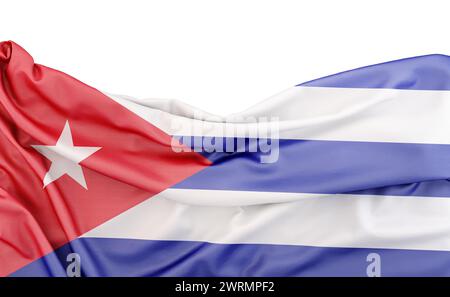 Bandiera di Cuba isolata su sfondo bianco con spazio di copia sopra. Rendering 3D. Foto Stock