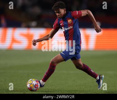 Barcellona, Spagna. 12 marzo 2024. Lamine Yamal del FC Barcelona durante la partita di UEFA Champions League all'Estadi Olimpic Lluis Companys, Barcellona. Il credito per immagini dovrebbe essere: Jonathan Moscrop/Sportimage Credit: Sportimage Ltd/Alamy Live News Foto Stock