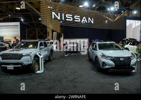 Toronto, ON, Canada - 16 febbraio 2024: Nissan viene presentato al Metro Toronto Convention Centre Foto Stock