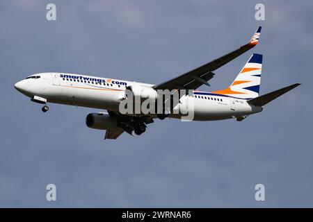 Ostrava, Repubblica Ceca - 13 settembre 2018: Aereo passeggeri Smartwings in aeroporto. Pianificare i viaggi di volo. Aviazione e aerei. Trasporto aereo. Glo Foto Stock