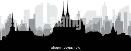 Panorama dello skyline cittadino di BRNO, REPUBBLICA CECA Illustrazione Vettoriale