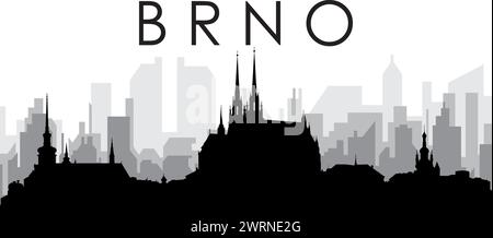 Panorama dello skyline cittadino di BRNO, REPUBBLICA CECA Illustrazione Vettoriale