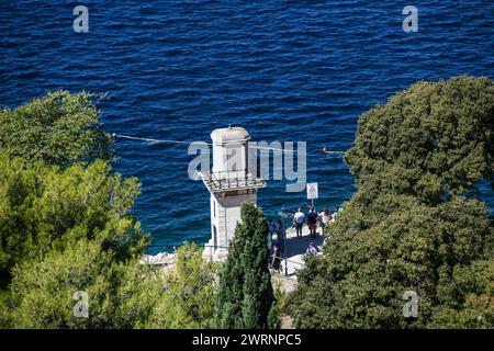 Rovigno: Costa, vista dal campanile della Chiesa di Sant'Eufemia. Croazia Foto Stock