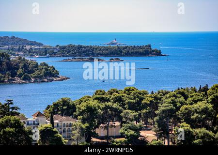 Isole di Rovigno, vista dal campanile della Chiesa di Sant'Eufemia. Croazia Foto Stock