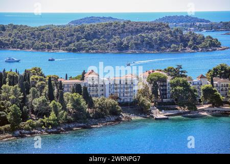 Isole di Rovigno, vista dal campanile della Chiesa di Sant'Eufemia. Croazia Foto Stock