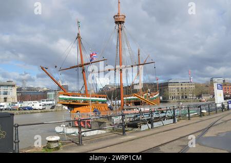 Matthew Sailing Ship a Bristol Harbour, Inghilterra, Regno Unito. 26 febbraio 2024. Foto Stock