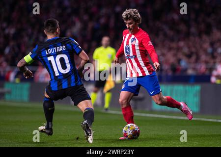 UEFA Champions League turno 16 partita di andata e ritorno Atletico Madrid vs FC Inter giocata allo stadio Civitas Metropolitano di Madrid, Spagna. 13 marzo 2024. Griezmann 900/Cordon Press credito: CORDON PRESS/Alamy Live News Foto Stock