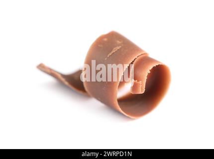 Una deliziosa rasatura al cioccolato isolata su bianco Foto Stock