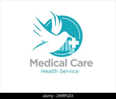 disegni del logo di cura medica degli uccelli per il logo di servizio sanitario Illustrazione Vettoriale