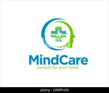 design logo mind care health service per il servizio medico Illustrazione Vettoriale