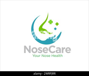 design logo per la cura del naso per la protezione medica e consultare Illustrazione Vettoriale