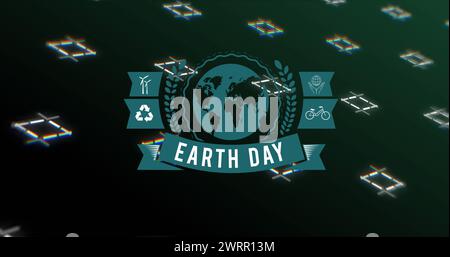 Immagine del giorno della terra e del globo su sfondo nero con linee in movimento Foto Stock