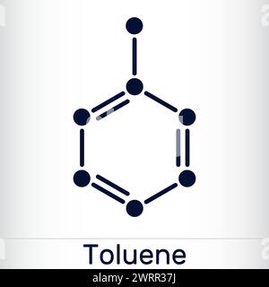 Toluene, molecola di toluolo C7H8. Metilbenzene, idrocarburi aromatici. Formula chimica scheletrica. Illustrazione vettoriale Illustrazione Vettoriale