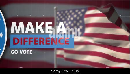 Immagine del testo Make a Difference sulla bandiera degli stati uniti Foto Stock