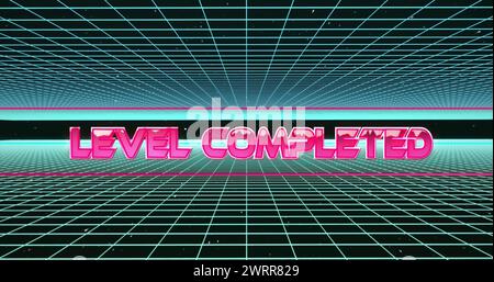 Immagine delle icone di gioco e testo completato del livello sopra le forme Foto Stock