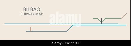 Mappa vettoriale della metropolitana della città di Bilbao colorata Illustrazione Vettoriale