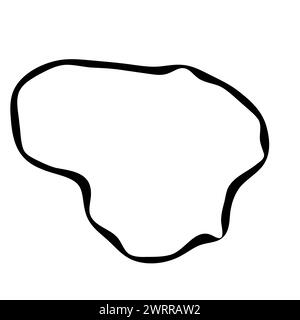 Mappa semplificata del paese della Lituania. Contorno uniforme dell'inchiostro nero su sfondo bianco. Semplice icona vettoriale Illustrazione Vettoriale