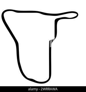 Mappa semplificata del paese della Namibia. Contorno uniforme dell'inchiostro nero su sfondo bianco. Semplice icona vettoriale Illustrazione Vettoriale