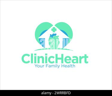 LOVE CLINIC CUORE LOGO DISEGNI PER IL SERVIZIO MEDICO Illustrazione Vettoriale