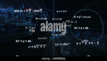 Immagine di equazioni matematiche su sfondo nero Foto Stock