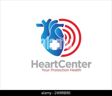 heart centro di salute disegni logo per medico e consultare il servizio Illustrazione Vettoriale