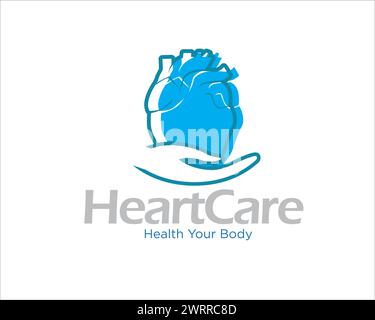 disegni logo cura del cuore per la clinica e logo di protezione medica Illustrazione Vettoriale