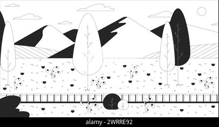 Illustrazione della linea bianca e nera di Railroad Hill Illustrazione Vettoriale