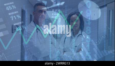 Immagine dell'elaborazione dei dati su diversi medici Foto Stock