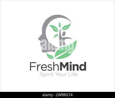 il logo fresh mind disegna un design semplice e moderno per la salute mentale Illustrazione Vettoriale
