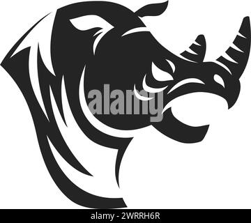 Modello Rhino Logo isolato. Identità del marchio. Icona grafica vettore astratto Illustrazione Vettoriale