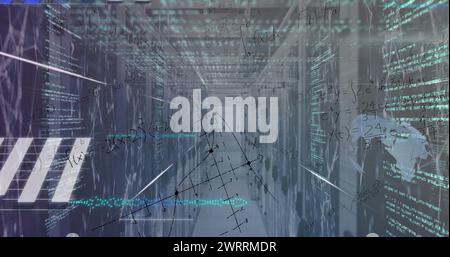 Immagine dell'elaborazione dei dati nella sala server Foto Stock