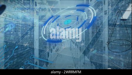 Immagine dell'elaborazione dei dati nella sala server Foto Stock