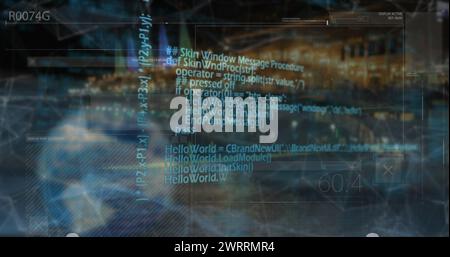 Immagine dell'elaborazione dei dati finanziari su un paesaggio urbano Foto Stock