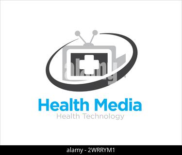 logo tv media health service per la salute online e il servizio medico Illustrazione Vettoriale