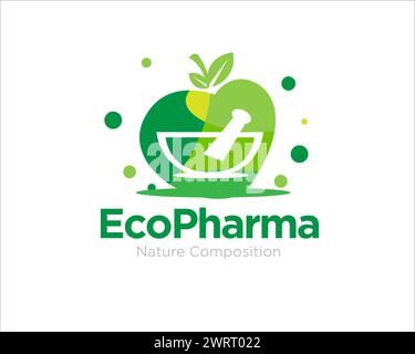 eco disegni del logo della farmacia per il servizio medico e la medicina tradizionale Illustrazione Vettoriale