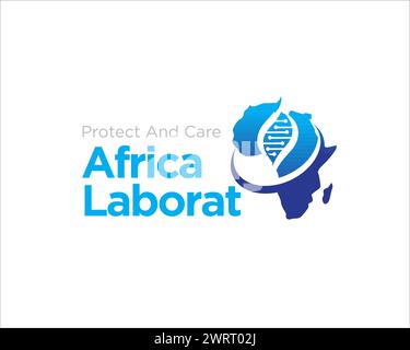 disegni del logo del laboratorio dna africa per il logo della ricerca medica Illustrazione Vettoriale