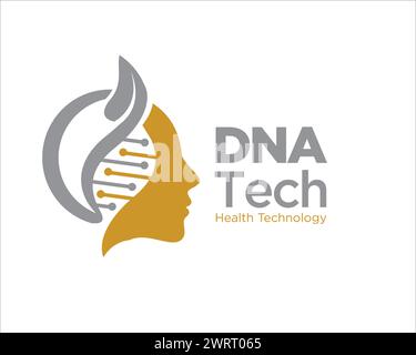 design del logo di bellezza della foglia del dna per il logo del servizio medico Illustrazione Vettoriale