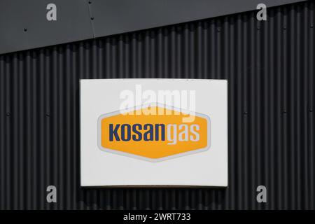 Kolding, Danimarca - 16 agosto 2020: Logo Kosan gas su un muro. Kosan gas è il principale fornitore di gas nei serbatoi della regione nordica Foto Stock